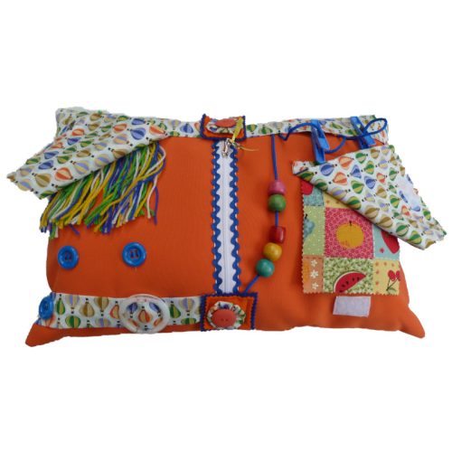 Fiddle Cushion - Rectangular Cushion - orange with hot air ballooons print